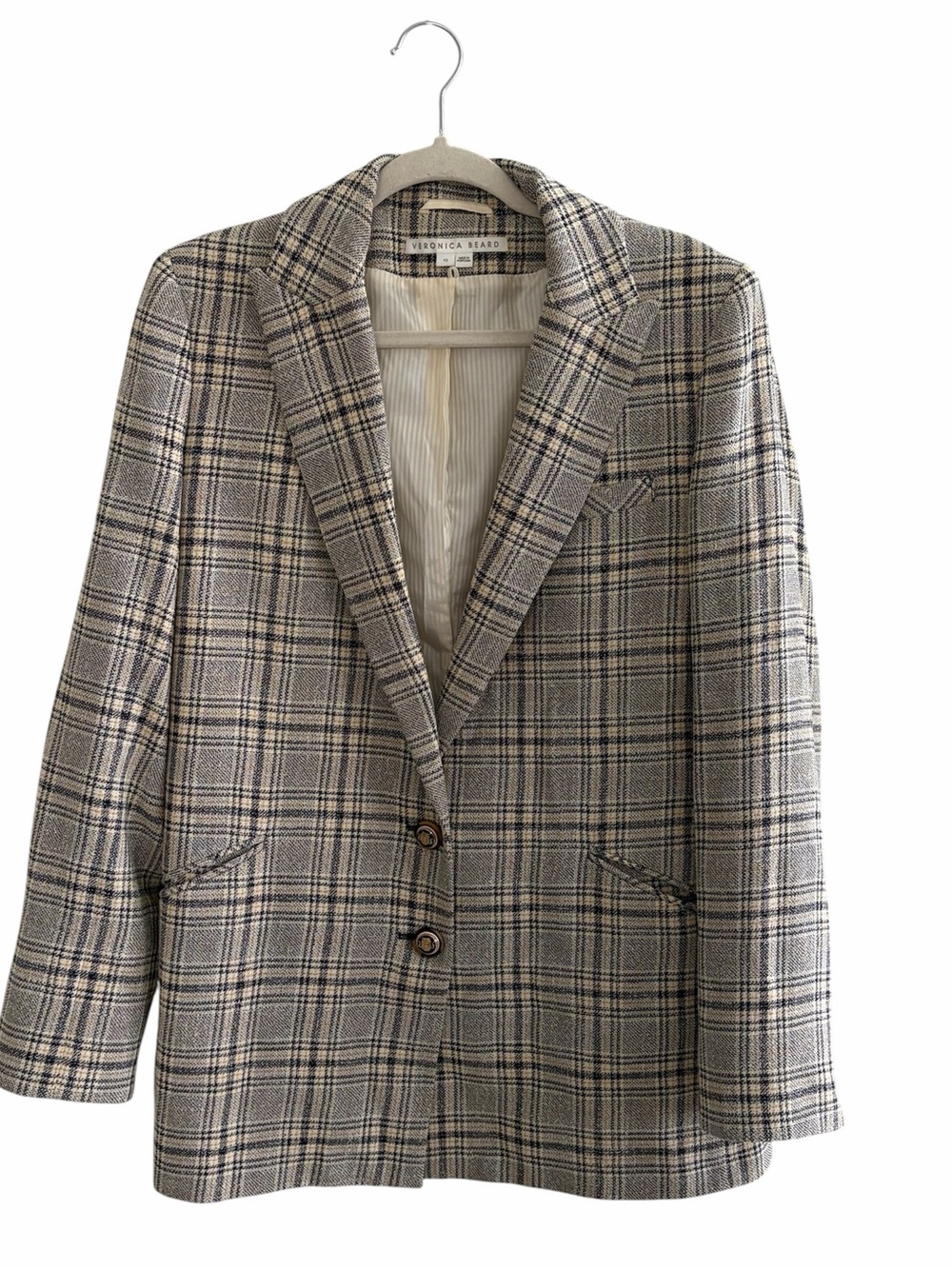 Veronica Beard Classic Plaid Blazer Jacket in Grey Size 10 - Picture 2 of 7